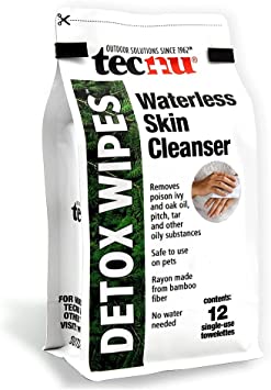 Tecnu Detox Wipes, Poison Ivy Wipes, Large Individual Wipes Remove Rash Causing Oil from Skin, Waterless, Also for Poison Oak and Poison Sumac, 12 Count