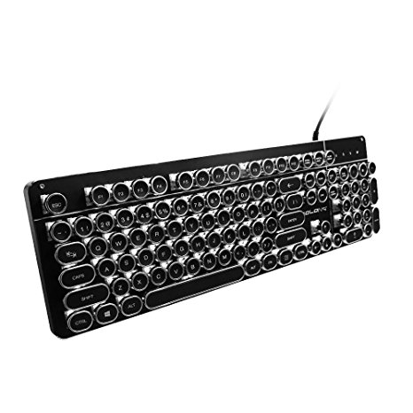 LED Backlit Typewriter Keyboard | USB Gaming Keyboard Mechanical Keyboard,Games Keyboard with LED Backlit (Black-With White Light)