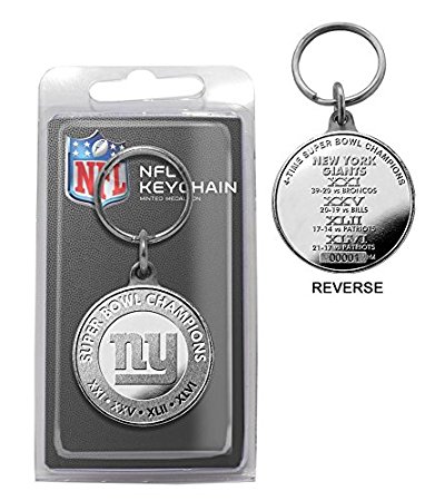 NFL New York Giants 4-Time Super Bowl Champions Bronze Coin Keychain