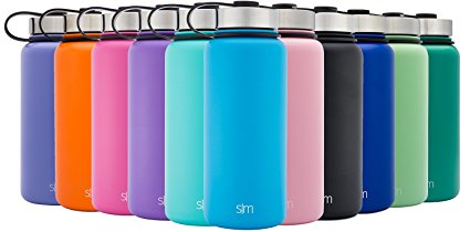 Simple Modern Summit Water Bottle   Extra Lid - Vacuum Insulated Stainless Steel Wide Mouth Hydro Travel Mug - Powder Coated Double-Walled Flask