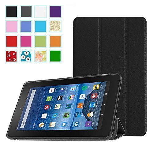 BMOUO Fire 7 2015 Case - Ultra Lightweight Slim Folding Cover Stand for Fire Tablet 7 inch Display - 5th Generation 2015 Release Only BLACK