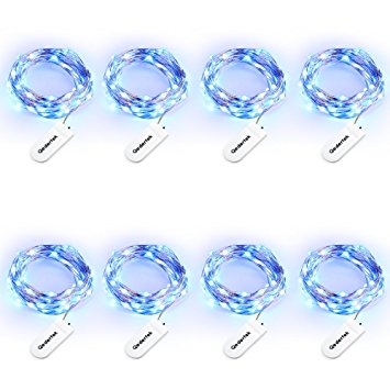 Qedertek 8 PCS 20 LED Battery Christmas Lights, 7.2ft Fairy Lights, Starry String Lights DIY Wire Lights for Xmas, Wedding, Home, Bedroom, Patio, Lawn, Garden, Party and Holidays Decorations (Blue)