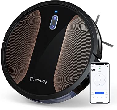 Coredy R580 Robot Vacuum Cleaner, Wi-Fi, App Controls, 2000pa High Suction, 3-in-1 Convertible Sweeping, Vacuuming and Mopping Robot Hoover, Virtual Boundary Supported, Multiple Cleaning Schedules