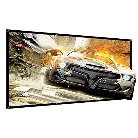 tuscreen 120 inch Projection Screen 16:9 HD Foldable Anti-Crease Portable Projector Movies Screen for Home Theater Outdoor Indoor Support Double Sided Projection