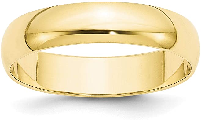 Solid 10k Yellow Gold 5 mm Rounded Wedding Band Ring