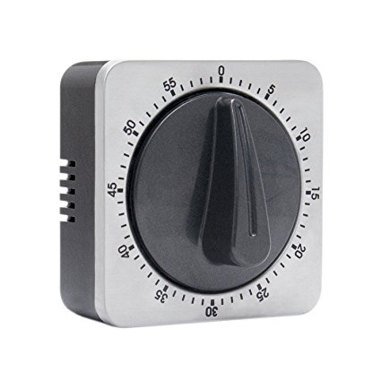 Kitchen Timer 60 Minute Timing with Loud Alarm Sound Magnetic Countdown Timer Home Baking Cooking Steaming Manual Timer Stainless Steel Face Mechanical Timer