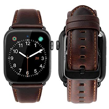 Tolv Genuine Leather Strap for iwatch Series 4 3 2 &1 (42mm) (Dark Brown)