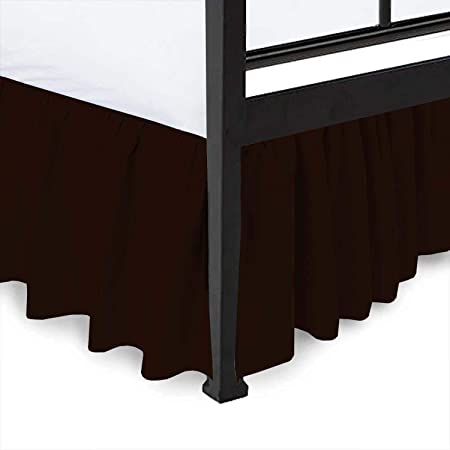 Ruffled Bed Skirt Split Corners Ultrasoft Poly Cotton/Microfiber Upto 16" Drop Expertise Tailored Fit Wrinkle Free Bed Skirt Dust Ruffle (Queen-Chocolate)(Available in All Bed Sizes and 10 Colors)