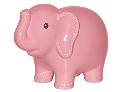Child to Cherish Large Stitched Elephant Bank, Pink
