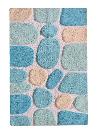 Chardin Home - 100% Pure Cotton Pebbles Bath Rug,  Large,  27’’ W x 45’’ L, Turquoise – Easy Care Machine Wash