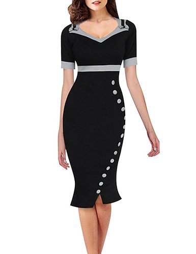 Senfloco Womens Vintage Pinup Wiggle Dress Work Business Party Cocktail Dress