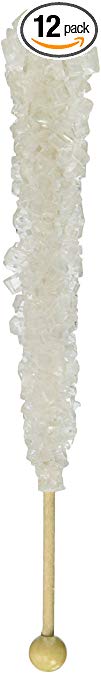 Candy Buffet Store Clear Rock Candy on a Stick, Swizzle Sticks - Pack of 12 (White Sugar) - How To Build a Candy Buffet Table Guide Included