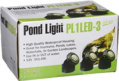 Jebao PL1LED-3PS Submersible LED Pond Light with Photcell Sensor, 2.25" x 3", red, Blue, Green, & Yellow