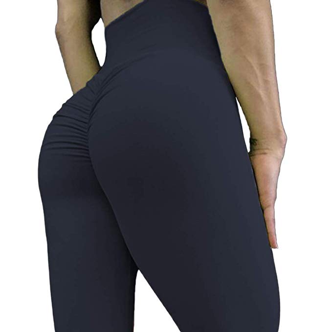 CROSS1946 Women's High Waist Back Ruched Legging Butt Lift Yoga Pants Hip Push Up Workout Stretch Capris