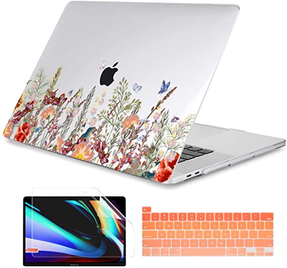 Dongke MacBook Pro 13 inch Case Model A2251/A2289 2020 Released, Plastic Hard Shell Case Cover for MacBook Pro 13 inch with Retina Display & Touch Bar Fits Touch ID (Floral Illustration)