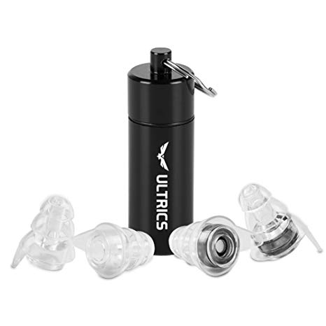 ULTRICS Noise cancelling Ear Plugs, Triple Flange HearSafe Ear Plugs for Hearing Protection, High Fidelity Silicone Isolate Ear Buds for Musicians Concerts DJ Clubbing Drummers with Aluminium Case