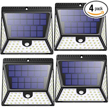Luposwiten 60 Motion Sensor Outdoor, 82 LED Super Bright Wireless Waterproof Solar Powered Security Wall Lights with Wide Angle Illumination for Front Door, Back Yard, Garage, Black