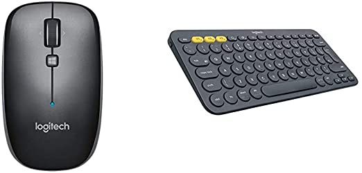 Logitech M557 Bluetooth Mouse, Gray & K380 Multi-Device Bluetooth Keyboard – Dark Grey