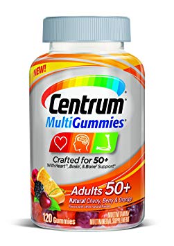 Centrum MultiGummies Adults (120 Count, Natural Cherry, Berry, Orange Flavor) Multivitamin/Multimineral Supplement Gummies, Vitamins B12, D, E, Age 50