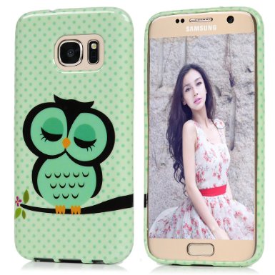 S7 Case,Galaxy S7 Case - BADALink Fashion Soft TPU Case Colorful Painted Special Pattern Edging Durable Cover for Samsung Galaxy S7 (2016) - Sleepy Owl