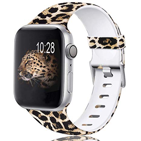 Zekapu Strap Compatible with Apple Watch 38mm 42mm 40mm 44mm for Women Men, Durable Fadeless Pattern Printed Silicone Replacement Band for iWatch 38mm 42mm 40mm 44mm