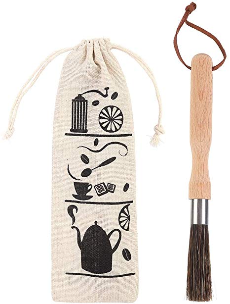 Coffee Grinder Cleaning Brush Espresso Machine Cleaning Set Heavy Wood Handle & Natural Bristles Wood Dusting Espresso Brush Accessories for Bean Grain Coffee Tool Barista Home Kitchen