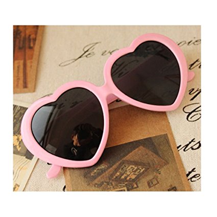 VANKER 1X Pink Fashion Cute Women Lady Girl Oversized Heart-Shaped Plastic Frame Retro Sunglasses Eyeglasses Glasses