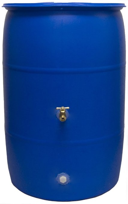 Good Ideas RB55-BLUE Big Blue Recycled Rain Barrel, 55-Gallon
