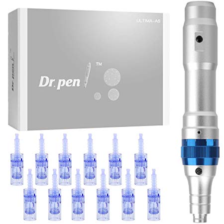 Dr. Pen Ultima A6 Professional Microneedling Pen, Wireless Electric Skin Repair Tool Kit with 12-Pin Replacement Needles Cartridges(12 PCS)