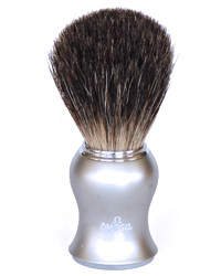 Omega Aluminum Curved Handle Pure Badger Hair Shaving Brush with Stand - #66229