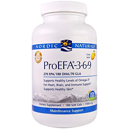 Nordic Naturals ProEFA 1000 mg Soft-Gels, Lemon Flavor, 180 Count