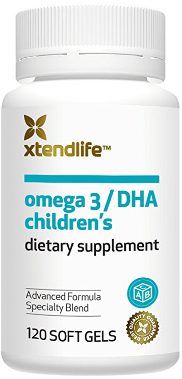 Omega 3 DHA Children's by Xtend-Life | 100% Pure, High-Strength DHA To Support Growing Bodies and Minds Including Learning, Behavior, Sleep and Vision (120 Easy To Swallow Soft Gels)