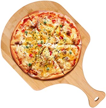 Bamboo Wood Pizza Peel Wooden Pizza Spatula Paddle Pizza Cutting Board with Handle for Homemade Pizza Baking Bread