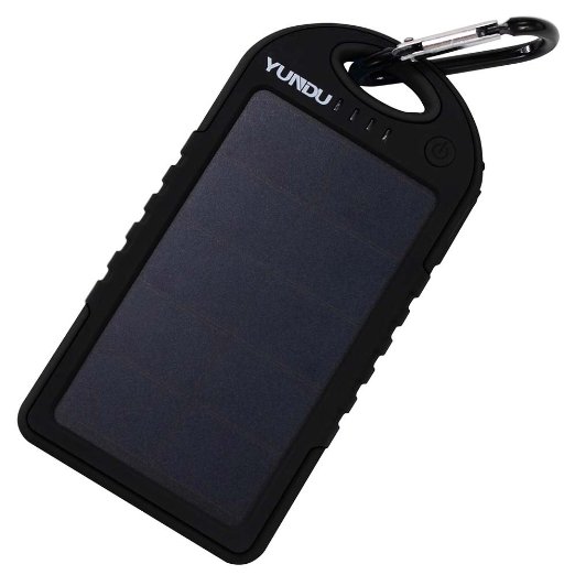 YUNDU Solar Charger 12 W High Efficient Sunpower Panel with Dual USB 5000mah At the Same Time to Supply the Two Phones with Electricity Black