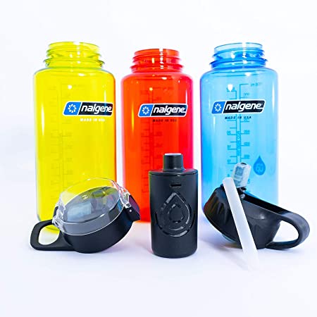 The Answer | Nalgene Compatible Water Bottle Filter System | Filter Straw Lid Combo Fits Nalgene 32 oz Wide Mouth Bottle | American Made Filter Removes 99.99% of Tap Water Contaminants Lead Fluoride