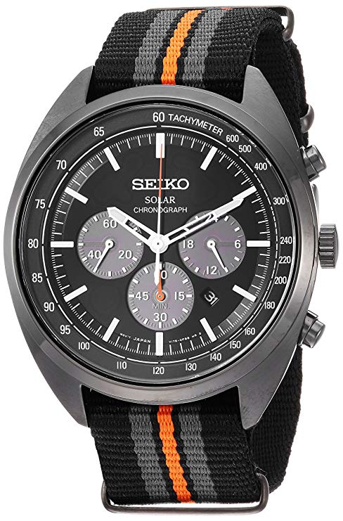 Seiko Men's RECRAFT Series Stainless Steel Japanese-Quartz Watch with Nylon Strap, Black, 21 (Model: SSC669)