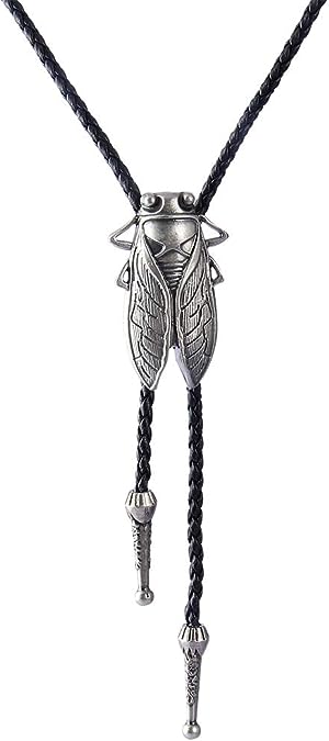 COOLLA Bolo tie- Handmade Western Cowboy Black Vintage Cicada Pendant for Women,Men