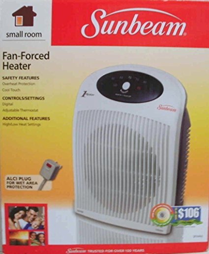 SUNBEAM Fan Heater, 1 Touch Electric Thermostat,alci Plug