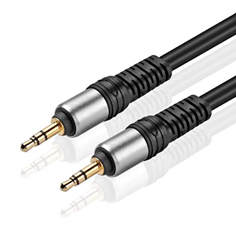 TNP Premium Gold Plated 3.5mm Audio Cable - Male to Male AUX Auxiliary Stereo Headset Jack Adapter Wire Cord Plug for iPhone iPod iPad, Android Smartphone Tablet, Home Car System (35 Feet, Black)