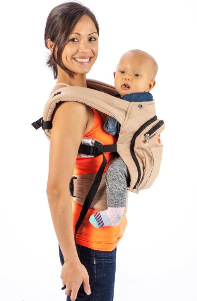 Mo m® Ergonomic Baby Sling Carrier w/ Mesh Cooling Vent, Hood & Pockets (Desert Tan)