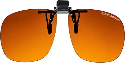 BluBlocker, Large Rimless Clip-on Sunglasses with Large Scratch Resistant Lens | Blocks 100% of Blue Light and UVA & UVB Rays | Retro | Gender Neutral - for Men, Women & Everyone | 2300K |, Black, 130