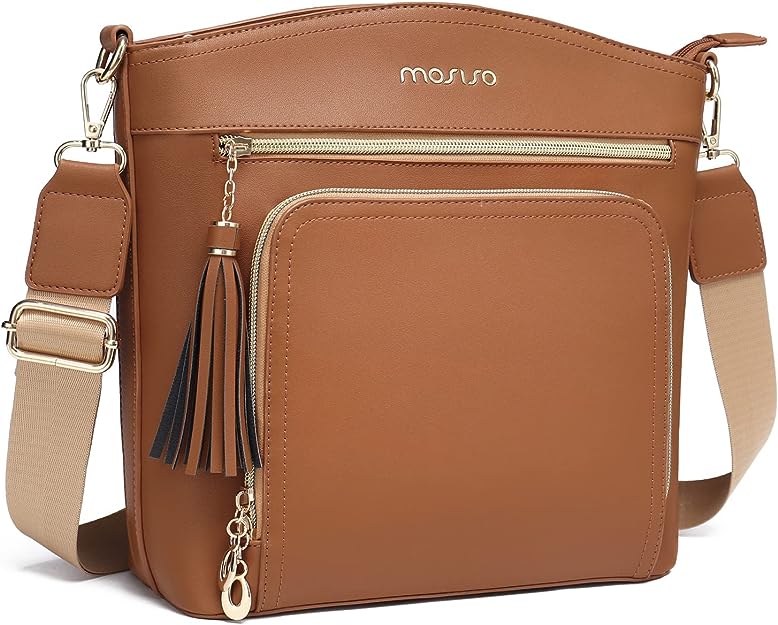 MOSISO Crossbody Bag, Purses for Women Crossbody Bag, Multi Pockets Handbag Shoulder Bag with Card Holder Wallet & Tassel