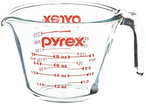 Pyrex Prepware 1-Cup Measuring Cup, Clear with Red Measurements