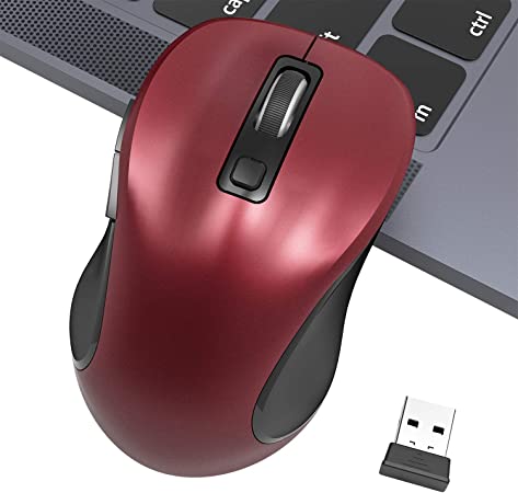 Wireless Mouse, TedGem 2.4G Mouse Computer Mouse Portable Laptop Mouse Optical USB Mouse Ergonomic Mouse with USB Receiver 6 Buttons 3-Level DPI Cordless Mouse for Windows MacOS PC Laptop (Red)