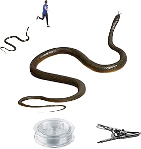 Fake Snake, Snake Prank with String and Clip, Realistic Rubber Snake, Realistic Snake Prank for Playing Jokes Prank Stuff for Halloween Party Favor