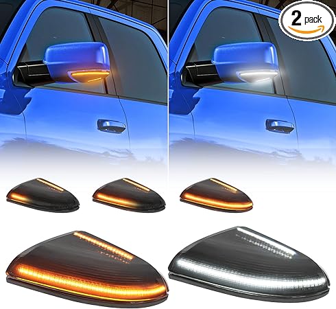 SUPAREE Sequential Switchback LED Side Mirror Turn Signal Light Amber, Puddle Light White for 2009-2018 Do-dge R-am 1500 2010-2018 Do-dge R-am 2500 3500 Turn Signal Puddle Lamp Aftermarket Replacement