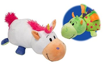 FlipaZoo The 16" Pillow with 2 Sides of Fun for Everyone - Each Huggable FlipaZoo character is Two Wonderful Collectibles in One (Unicorn / Dragon)