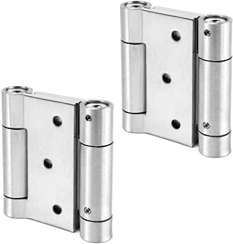 QWORK Double Action Spring Door Hinge, 304 Stainless Steel Loaded Spring Loaded Door Swing Hinge for Cafe Saloon Door, 2 Pcs, 3 Inch