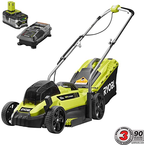 RYOBI 13 in. ONE  18-Volt Lithium-Ion Cordless Battery Walk Behind Push Lawn Mower - 4.0 Ah Battery/Charger Included