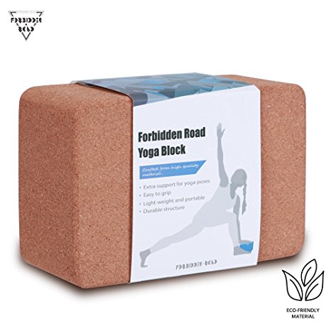 Forbidden Road Cork Yoga Block ( 1 PC or 2 PC) 9" x 6" x 4" / 9" x 6" x 3" Yoga Exercise Blocks Bricks Set Natural Eco Friendly Sturdy Support Muscle Stretch Deepen Poses for Fitness Gym